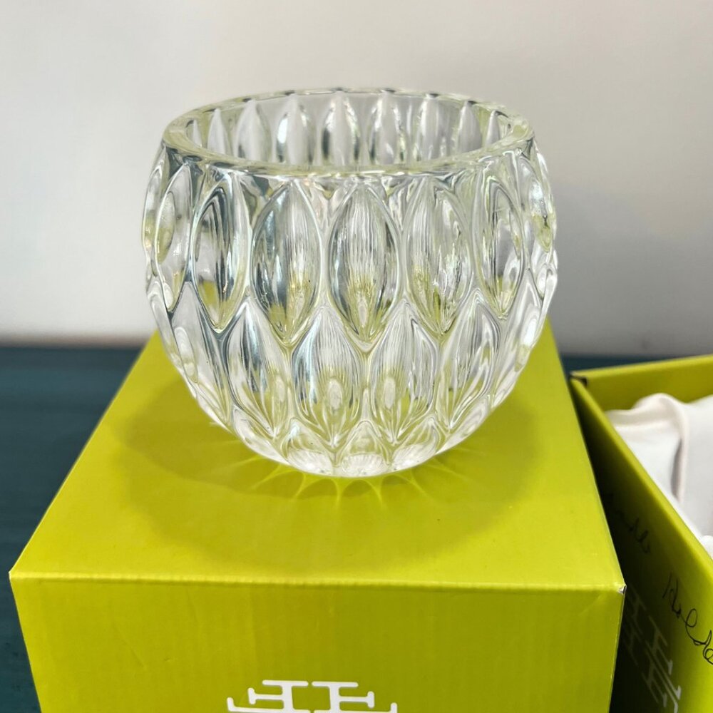Fitz & Floyd Crystal Teardrop Votive Candle Holder Textured in Original Box